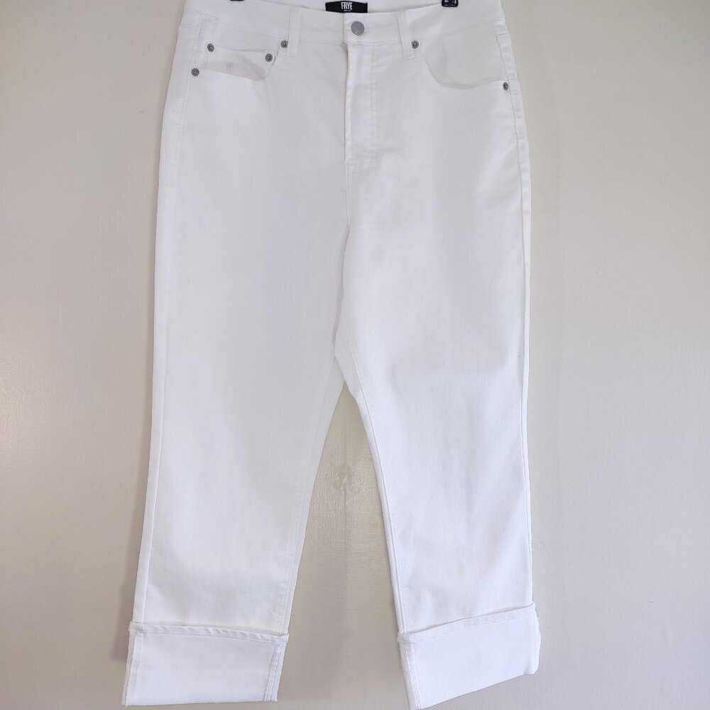 Frye High-Rise Straight Leg Jeans Off-White Relaxed Stretch Women Sz 8/29 EUC - Picture 6 of 13